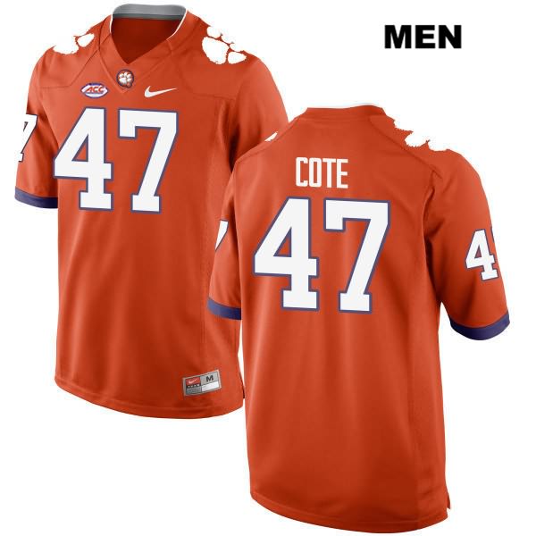 Men's Clemson Tigers #47 Peter Cote Stitched Orange Authentic Style 2 Nike NCAA College Football Jersey HGE1446ZD